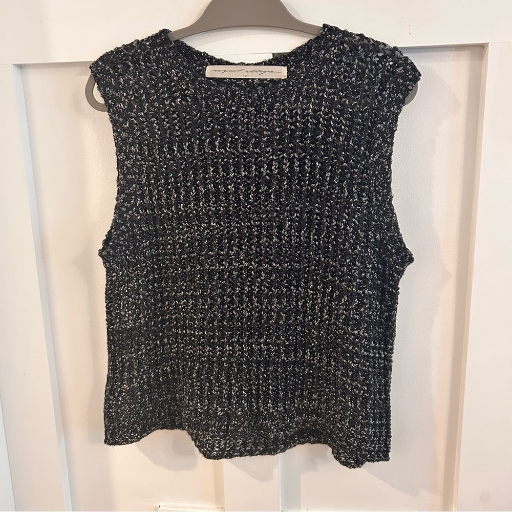 Raquel Allegra loose knit metallic crocheted sleeveless top